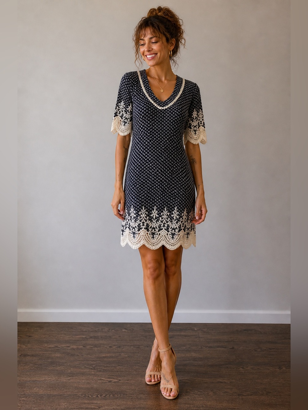NWT Beautiful mini dress by Sun Light Paris.  Medium